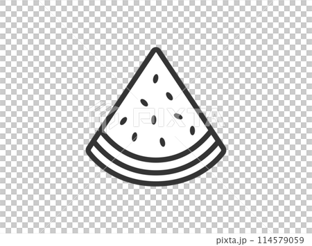 カットした、スイカのアイコン（線画）のイラスト 114579059