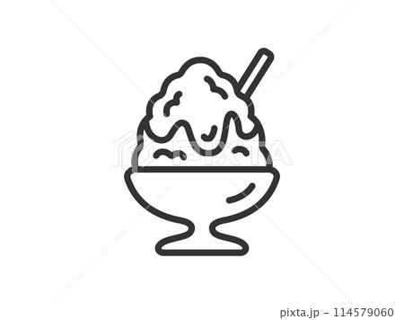いちごのかき氷のアイコン（線画）のイラスト 114579060