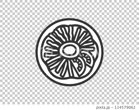 冷やし中華のアイコン（線画）のイラスト 114579062
