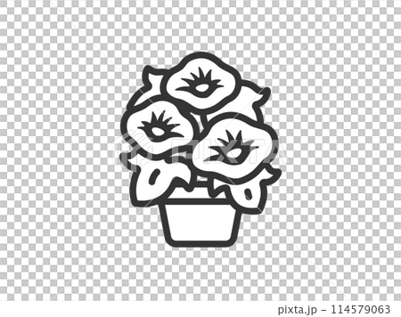 朝顔の花のアイコン（線画）のイラスト 114579063