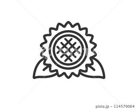 向日葵の花のアイコン（線画）のイラスト 114579064