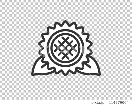 向日葵の花のアイコン（線画）のイラスト 114579064