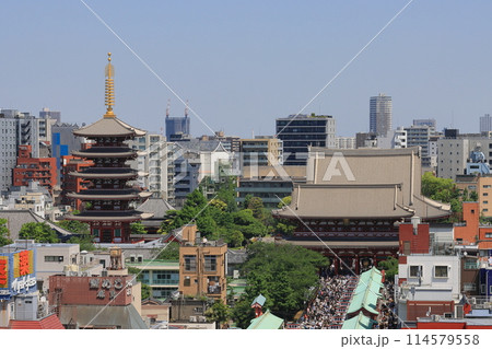 浅草 浅草寺の仲見世通り 観光客で込み合う仲見世 浅草 浅草寺の仲見世通り 観光客で込み合う仲見世 114579558