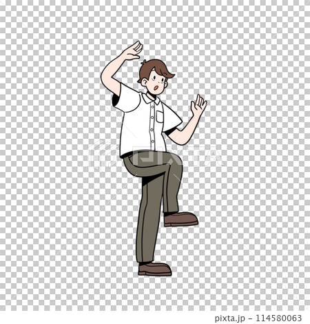 一個擺著滑稽姿勢的男人 114580063