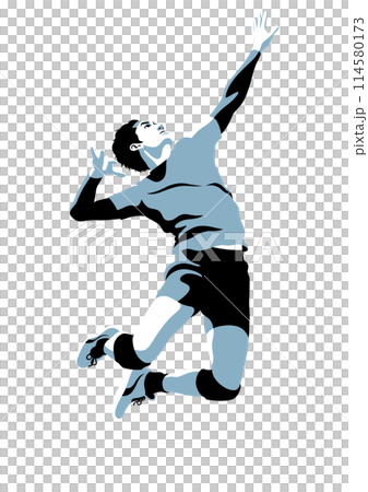 Male volleyball player attacking 114580173