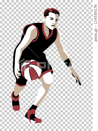 Dribbling male basketball player 114580176