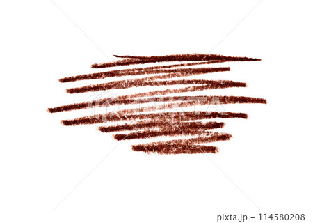 A photo of an artistic brown pencil stroke on white canvas for your brand logo design. 114580208