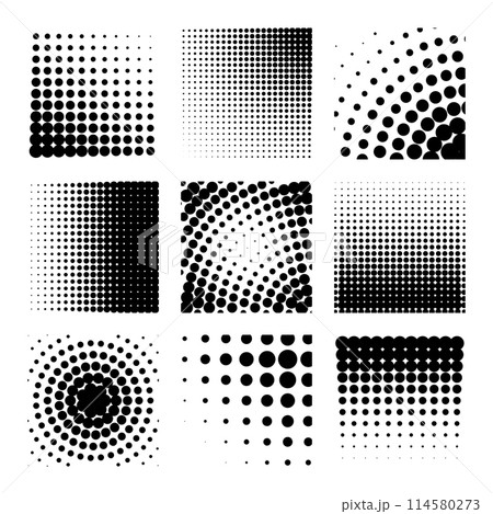 Set of Abstract Halftone Design Elements. Vector illustration 114580273