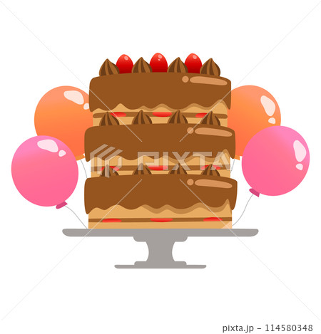 チョコのバースデーケーキの透過イラスト チョコのバースデーケーキの透過イラスト 114580348