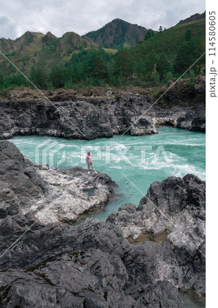 Woman at the river Katun 114580605