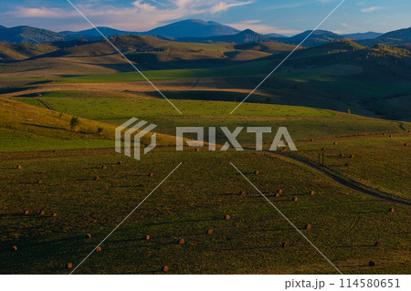 Autumn Siberian countryside landscape 114580651