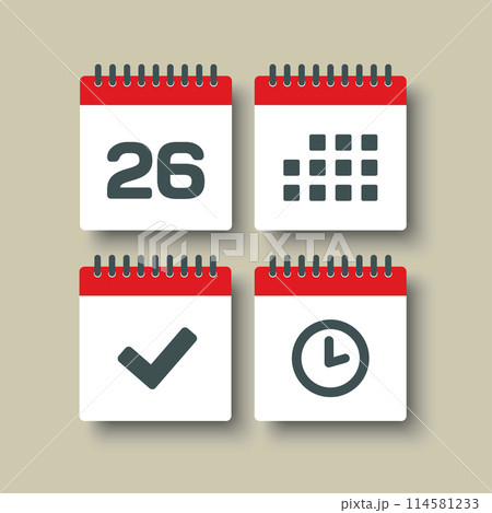 Icon page calendar - 26 day, agenda, timer, done 114581233