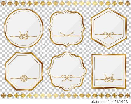 A set of 6 luxurious Mizuhiki frames in white and gold 114581498