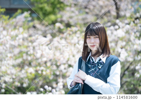 桜と女子高生 桜と女子高生 114581600