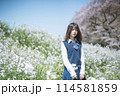 桜と女子高生 114581859