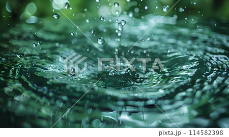 Close Up of Sustainable Water Purification Device with Refreshing Droplets 114582398