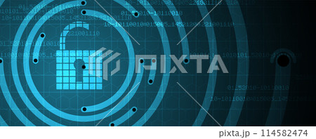 Cyber security and information or network protection. Future cyber technology web services for business and internet project. Vector art Cyber security and information or network protection. Future cyber technology web services for business and internet project. Vector art 114582474