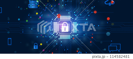 Cyber security and information or network protection. Future cyber technology web services for business and internet project. Vector art 114582481