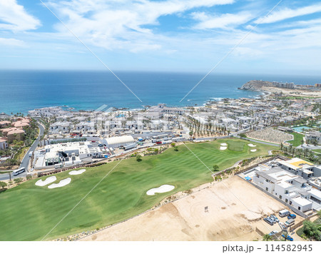 Aerial view of golf course on in Los Cabos, Cabo San Jose, Mexico 114582945