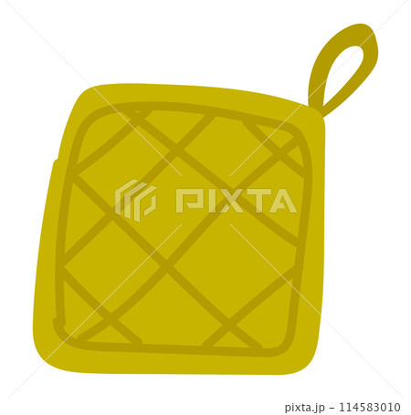 Kitchen square potholder in flat design. Fabric hand protection holder. Vector illustration isolated. 114583010
