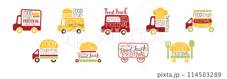 Food Truck Festival Logo and Label Design Vector Set Food Truck Festival Logo and Label Design Vector Set 114583289