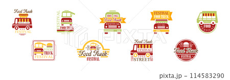 Food Truck Festival Logo and Label Design Vector Set Food Truck Festival Logo and Label Design Vector Set 114583290