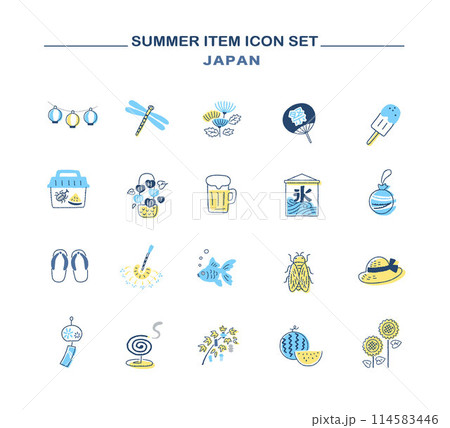 日本の夏のイメージ　アイコンセット 114583446