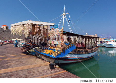 Floating Market in Rhodes Harbor, Greece Floating Market in Rhodes Harbor, Greece 114583448