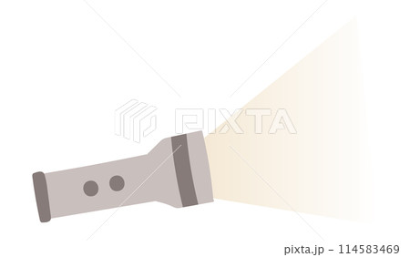Camping flashlight in flat design. Portable plastic spotlight accessory. Vector illustration isolated. 114583469