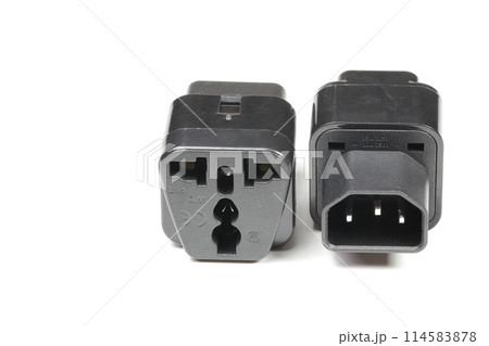 IEC connector, APC adapter IEC320 C14 male to Universal Female for convert ac power of household and similar general purposes.Adapter for connecting power supply cords to electrical appliances. IEC connector, APC adapter IEC320 C14 male to Universal Female for convert ac power of household and similar general purposes.Adapter for connecting power supply cords to electrical appliances. 114583878