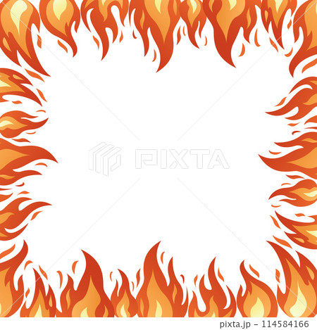 Flame square frame. Hand drawn isolated on white. 114584166