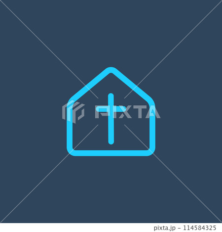 Church line icon, church building with cross. religious symbol. faith house. Stock vector illustration isolated on white background. Church line icon, church building with cross. religious symbol. faith house. Stock vector illustration isolated on white background. 114584325