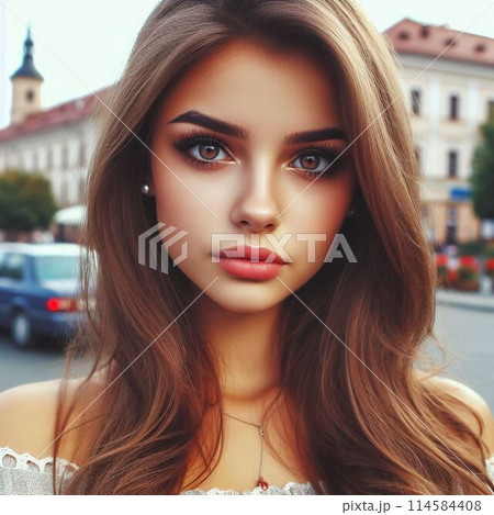 表情と背景の明るいルーマニア系の美女17歳 ③ 114584408