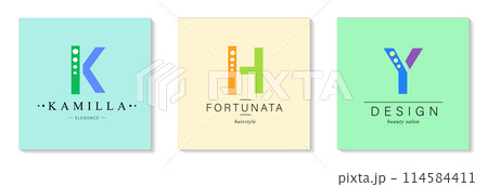 Bundle Minimalistic Logos. Monogram of letters K, H, Y. for business card 114584411