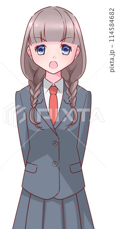 制服を着た文句を言う女子高生 制服を着た文句を言う女子高生 114584682