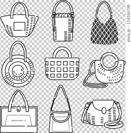 かご&クリアバッグセット 線画 かご&クリアバッグセット 線画 114584786