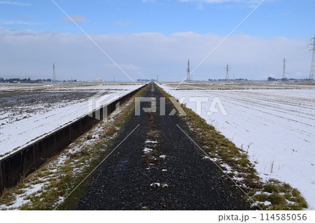 雪国の田園風景 山形県庄内 雪国の田園風景 山形県庄内 114585056