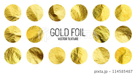 Gold foil, shiny handmade circles. Golden glittering texture, pattern. Luxury shining hand drawn background. Wedding, greeting card decoration elements. Modern minimalist art. Vector illustration Gold foil, shiny handmade circles. Golden glittering texture, pattern. Luxury shining hand drawn background. Wedding, greeting card decoration elements. Modern minimalist art. Vector illustration 114585487