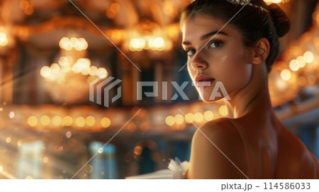 The ballerina is the dancer that dancing with elegant pose on the stage. AIG43. The ballerina is the dancer that dancing with elegant pose on the stage. AIG43. 114586033