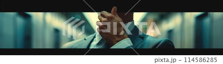 The close up view of person working as businessman and adjusting necktie. AIG43. The close up view of person working as businessman and adjusting necktie. AIG43. 114586285