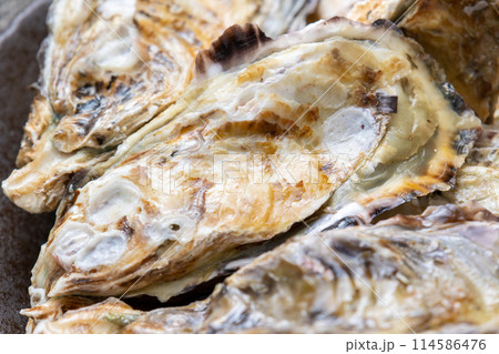 殻付き牡蠣。 114586476
