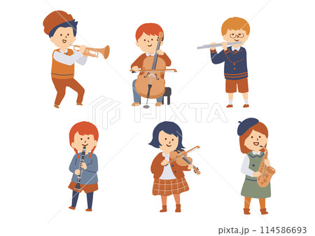 楽器を奏でる子供たちのイラスト 114586693