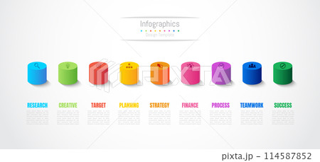 Infographic 9 options design elements for your business data. Vector Illustration. 114587852