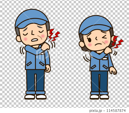 Men and women in work clothes with shoulder pain 114587874