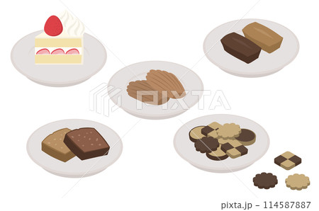 アイソメトリックイラスト：焼き菓子セット 114587887