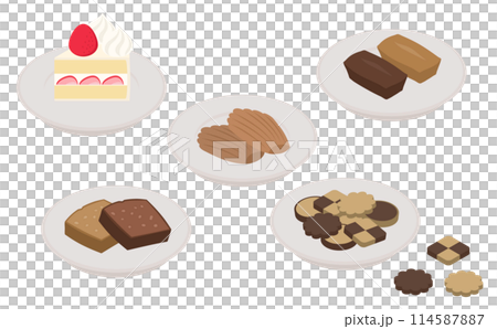 アイソメトリックイラスト：焼き菓子セット 114587887