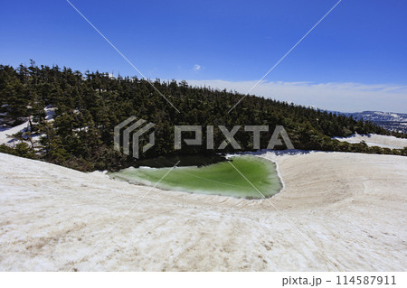 雪解けの八幡平めがね沼 114587911
