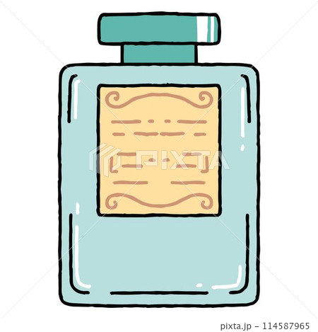 シンプルなエメラルドグリーンの香水瓶のイラスト シンプルなエメラルドグリーンの香水瓶のイラスト 114587965