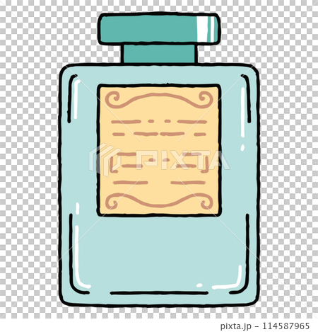 シンプルなエメラルドグリーンの香水瓶のイラスト シンプルなエメラルドグリーンの香水瓶のイラスト 114587965