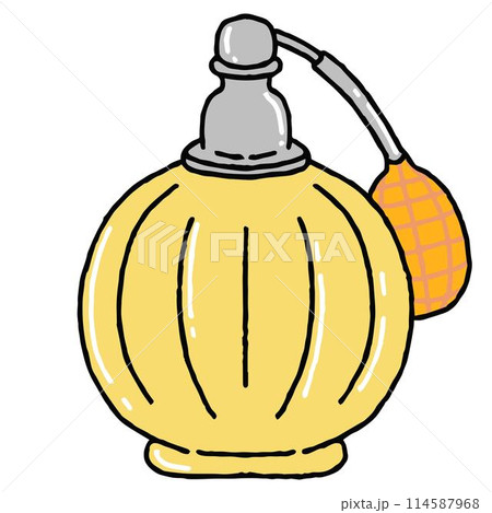 レトロな黄色い香水瓶のイラスト 114587968